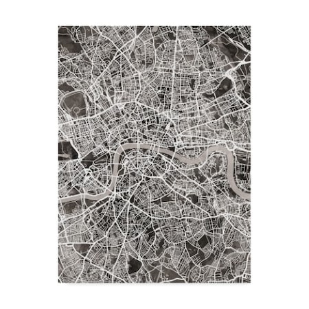 Michael Tompsett 'London England Street Map Black' Canvas Art,14x19